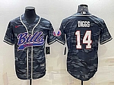 Men's Buffalo Bills Blank #14 Stefon Diggs Grey Navy Camo With Patch Cool Base Stitched Baseball Jersey,baseball caps,new era cap wholesale,wholesale hats